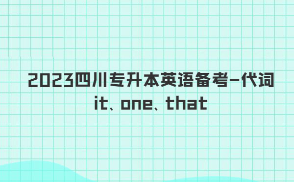 2023四川專升本英語備考-代詞it、one、that