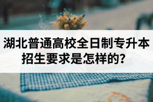 湖北普通高校全日制專升本招生要求是怎樣的？