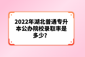 2022年湖北普通專升本公辦院校錄取率是多少？