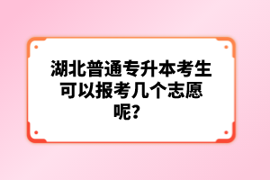 湖北普通專升本考生可以報考幾個志愿呢？