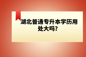 湖北普通專升本學(xué)歷用處大嗎？