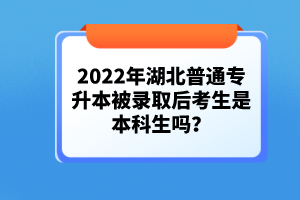2022年湖北普通專升本被錄取后考生是本科生嗎？