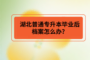 湖北普通專升本畢業(yè)后檔案怎么辦？