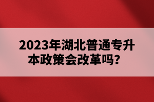 2023年湖北普通專升本政策會改革嗎？