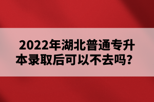 2022年湖北普通專升本錄取后可以不去嗎？