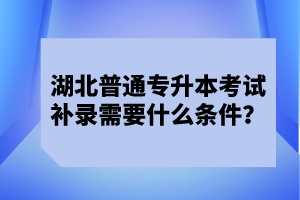 湖北普通專升本考試補(bǔ)錄需要什么條件？
