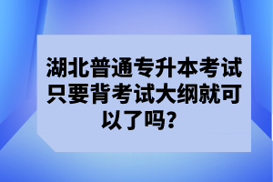 湖北普通專升本考試只要背考試大綱就可以了嗎？