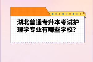 湖北普通專升本考試護理學專業(yè)有哪些學校？