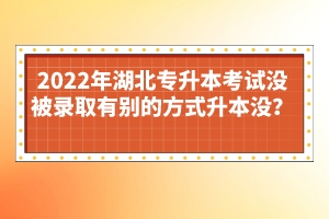 2022年湖北專升本考試沒被錄取有別的方式升本沒？