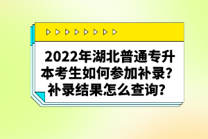 2022年湖北普通專升本考生如何參加補(bǔ)錄？補(bǔ)錄結(jié)果怎么查詢？