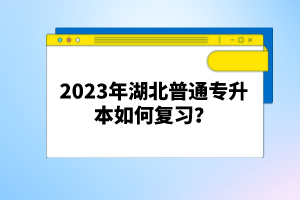 2023年湖北普通專升本如何復習？