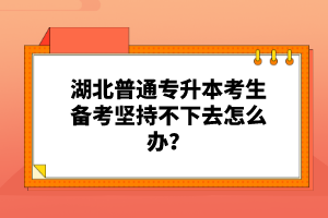 湖北普通專升本考生備考堅(jiān)持不下去怎么辦？
