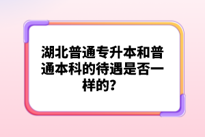 湖北普通專(zhuān)升本和普通本科的待遇是否一樣的？