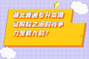 湖北普通專升本哪些院校之間的競爭力是最大的？