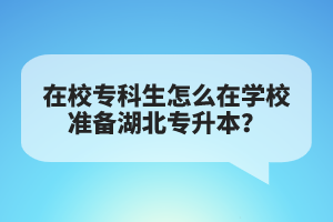 在校專(zhuān)科生怎么在學(xué)校準(zhǔn)備湖北專(zhuān)升本？