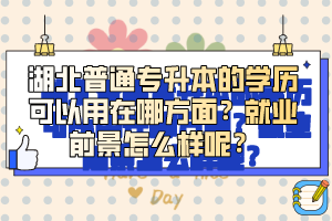 湖北普通專升本的學(xué)歷可以用在哪方面？就業(yè)前景怎么樣呢？