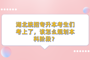 湖北統招專升本考生們考上了，該怎么規(guī)劃本科階段？